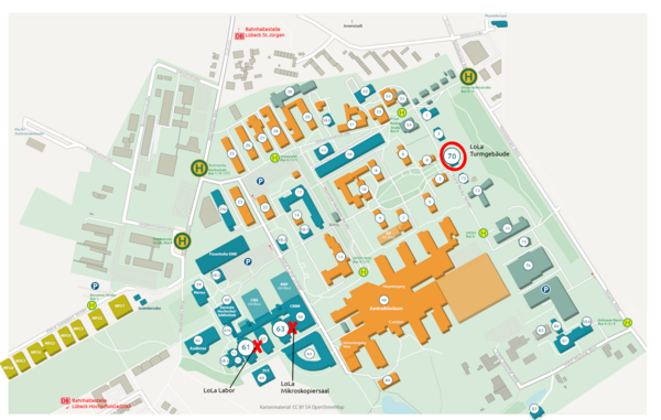 Lageplan der Räumlichkeiten des LoLa